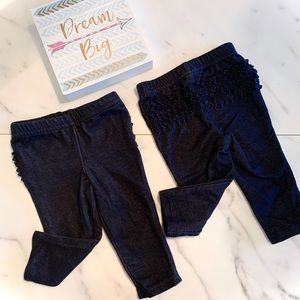 Twin girls Jumping Beans dark jeggings ruffle bum